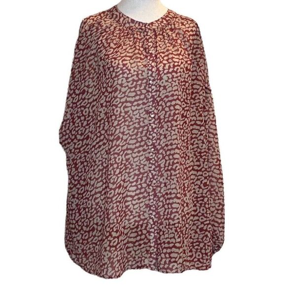 Hayden Los Angeles Size Large Women's Blouse Sheer Animal Print Top Button Up - Picture 1 of 7